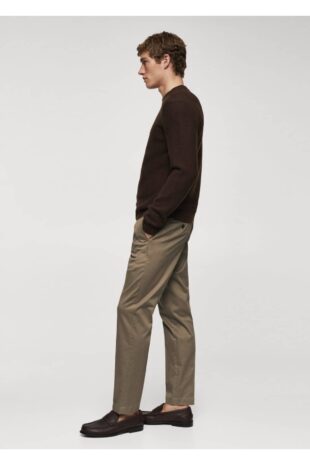 شلوار منگو قهوه ای فاق نرمال مردانه مانگو 67000620