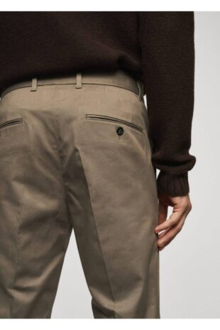 شلوار منگو قهوه ای فاق نرمال مردانه مانگو 67000620