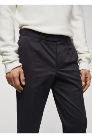 شلوار منگو لاجورد فاق نرمال مردانه مانگو 67000620