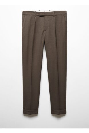 شلوار منگو قهوه ای فاق نرمال مردانه مانگو 67000621