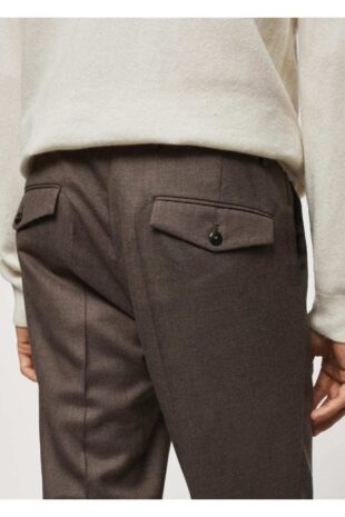 شلوار منگو قهوه ای فاق نرمال مردانه مانگو 67000621