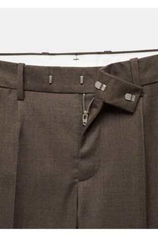 شلوار منگو قهوه ای فاق نرمال مردانه مانگو 67000621