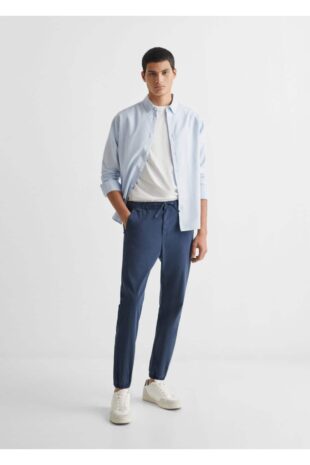 شلوار منگو لاجورد فاق نرمال مردانه مانگو 67000666