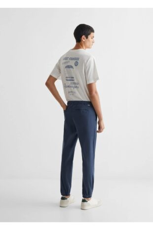 شلوار منگو لاجورد فاق نرمال مردانه مانگو 67000666