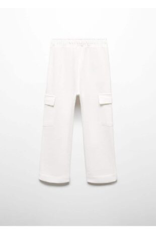 شلوار منگو سفید فاق نرمال دخترانه مانگو 67073686