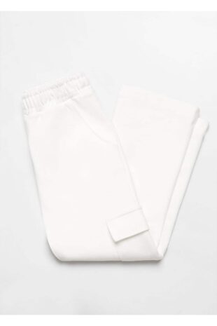 شلوار منگو سفید فاق نرمال دخترانه مانگو 67073686