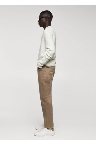 شلوار منگو بژ فاق نرمال مردانه مانگو 67000623