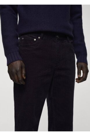 شلوار منگو لاجورد فاق نرمال مردانه مانگو 67000623