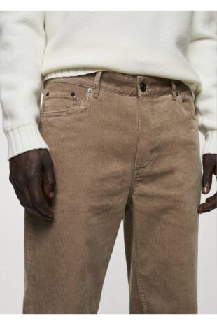 شلوار منگو بژ فاق نرمال مردانه مانگو 67000623