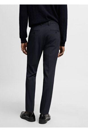 شلوار منگو لاجورد فاق نرمال مردانه مانگو 67000642