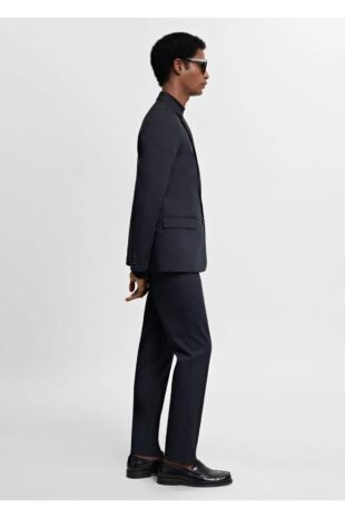 شلوار منگو لاجورد فاق نرمال مردانه مانگو 67000642