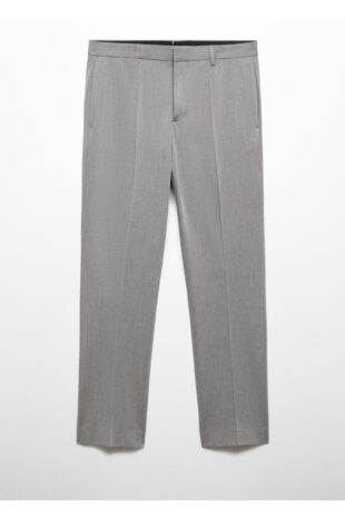 شلوار منگو خاکستری فاق نرمال مردانه مانگو 67000644