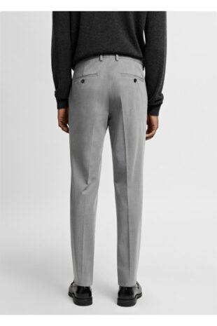 شلوار منگو خاکستری فاق نرمال مردانه مانگو 67000644