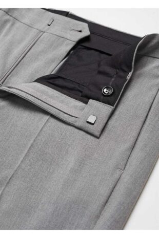 شلوار منگو خاکستری فاق نرمال مردانه مانگو 67000644