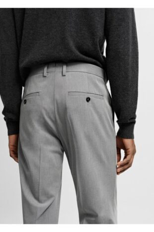 شلوار منگو خاکستری فاق نرمال مردانه مانگو 67000644