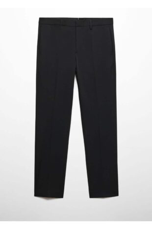 شلوار منگو سیاه فاق نرمال مردانه مانگو 67000645