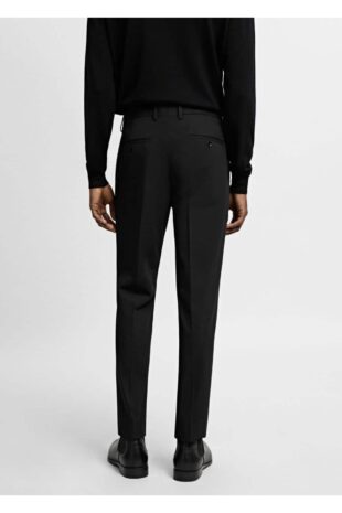 شلوار منگو سیاه فاق نرمال مردانه مانگو 67000645