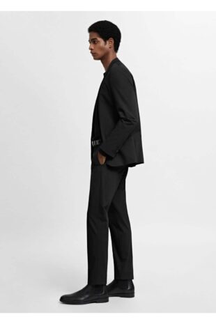 شلوار منگو سیاه فاق نرمال مردانه مانگو 67000645