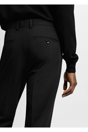 شلوار منگو سیاه فاق نرمال مردانه مانگو 67000645