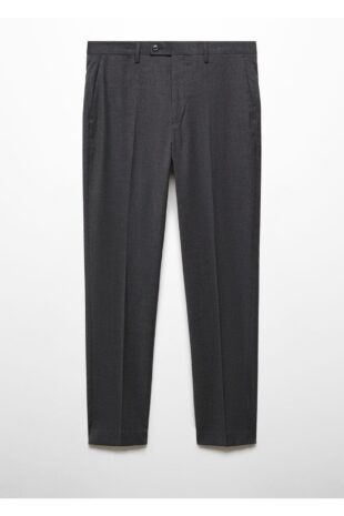 شلوار منگو خاکستری فاق نرمال مردانه مانگو 67000646