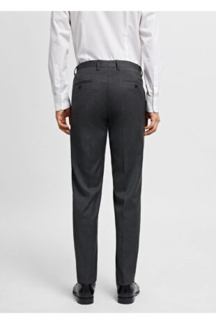 شلوار منگو خاکستری فاق نرمال مردانه مانگو 67000646