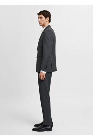 شلوار منگو خاکستری فاق نرمال مردانه مانگو 67000646