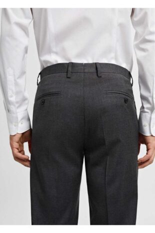 شلوار منگو خاکستری فاق نرمال مردانه مانگو 67000646