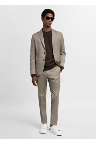 شلوار منگو بژ فاق نرمال مردانه مانگو 67000649