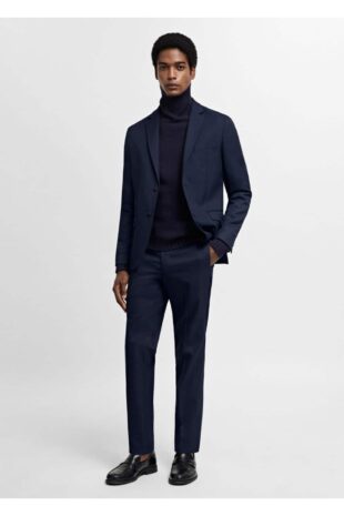 شلوار منگو لاجورد فاق نرمال مردانه مانگو 67010650