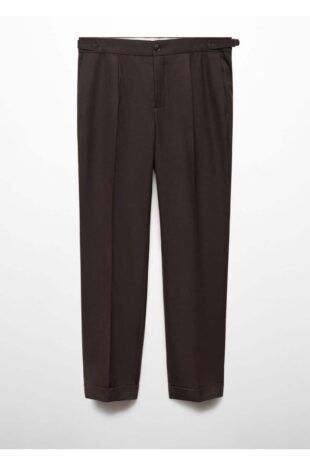 شلوار منگو قهوه ای فاق نرمال مردانه مانگو 67000622