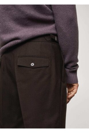 شلوار منگو قهوه ای فاق نرمال مردانه مانگو 67000622