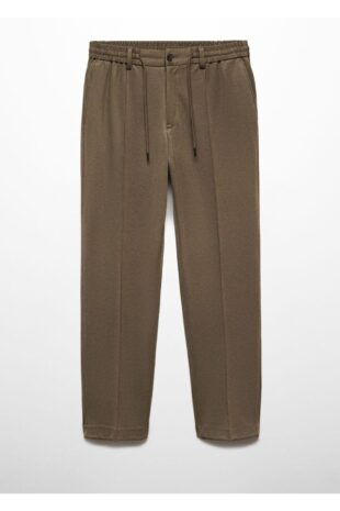 شلوار منگو خاکی فاق نرمال مردانه مانگو 67010618