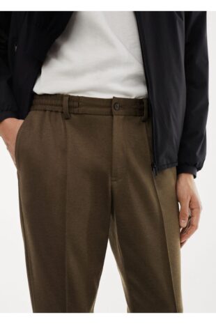 شلوار منگو خاکی فاق نرمال مردانه مانگو 67010618