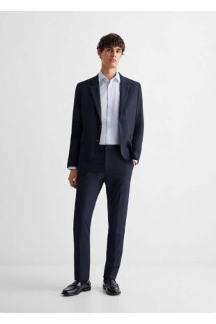 شلوار منگو لاجورد فاق نرمال مردانه مانگو 67010659