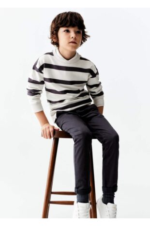 شلوار منگو خاکستری فاق نرمال پسرانه مانگو 67010662