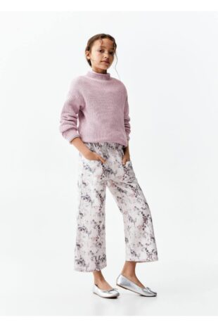 شلوار منگو سفید فاق نرمال دخترانه مانگو 67080680