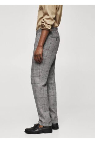 شلوار منگو خاکستری فاق نرمال مردانه مانگو 57040563