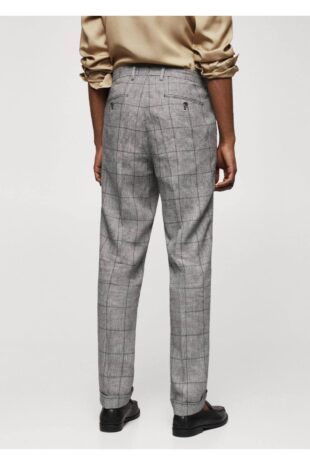 شلوار منگو خاکستری فاق نرمال مردانه مانگو 57040563