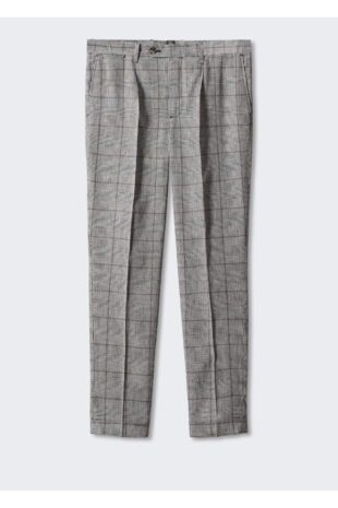 شلوار منگو خاکستری فاق نرمال مردانه مانگو 57040563