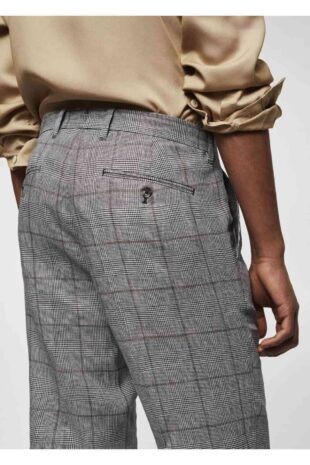 شلوار منگو خاکستری فاق نرمال مردانه مانگو 57040563