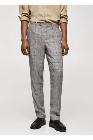 شلوار منگو خاکستری فاق نرمال مردانه مانگو 57040563