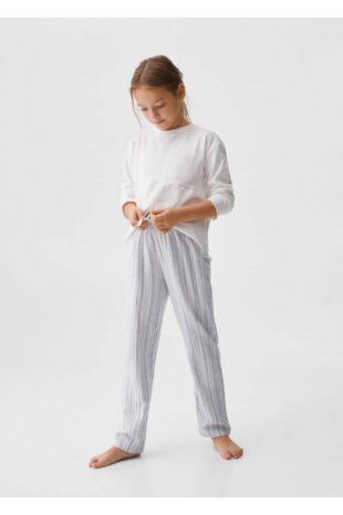 ست پیژامه سفید فاق نرمال بلند دخترانه مانگو 57049110