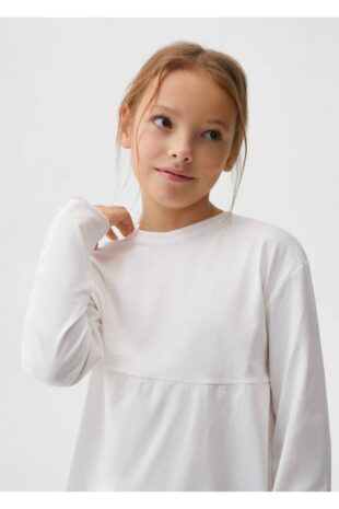 ست پیژامه سفید فاق نرمال بلند دخترانه مانگو 57049110