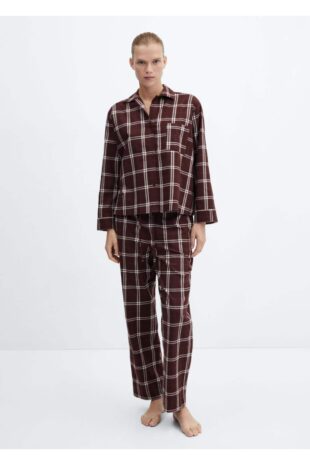 ست پیژامه قرمز فاق نرمال بلند زنانه مانگو 57067742