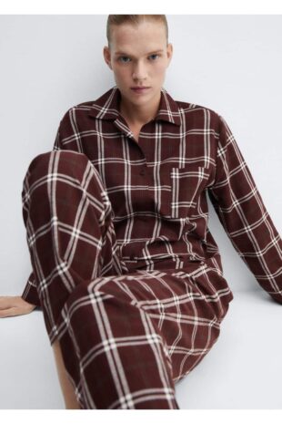 ست پیژامه قرمز فاق نرمال بلند زنانه مانگو 57067742