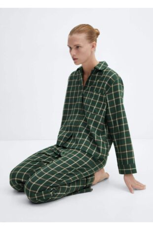 ست پیژامه سبز فاق نرمال بلند زنانه مانگو 57077743