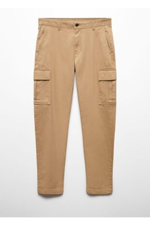 شلوار منگو بژ فاق نرمال مردانه مانگو 67000628