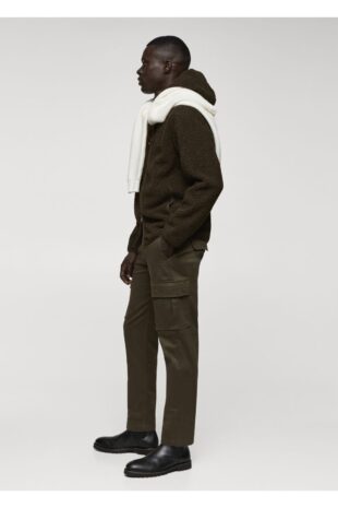 شلوار منگو خاکی فاق نرمال مردانه مانگو 67000628