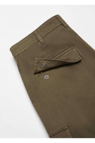 شلوار منگو خاکی فاق نرمال مردانه مانگو 67000628