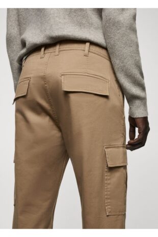 شلوار منگو بژ فاق نرمال مردانه مانگو 67000628